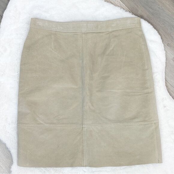 Billabong Vintage Suede Leather A Line Skirt Taupe Tan Juniors 7 - Picture 2 of 8
